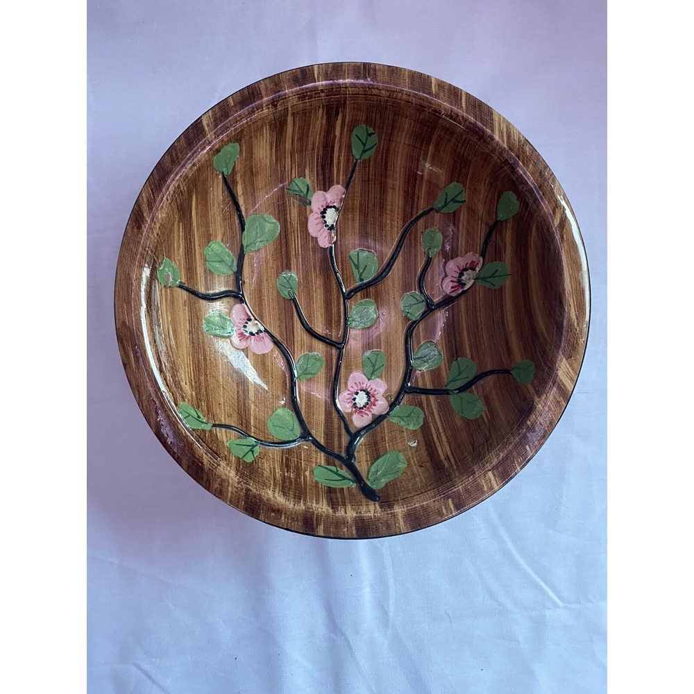 Vintage BOHO Pedestal Bowl Hand Painted in Italy.